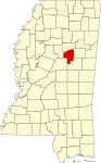 Map of Mississippi highlighting Choctaw County